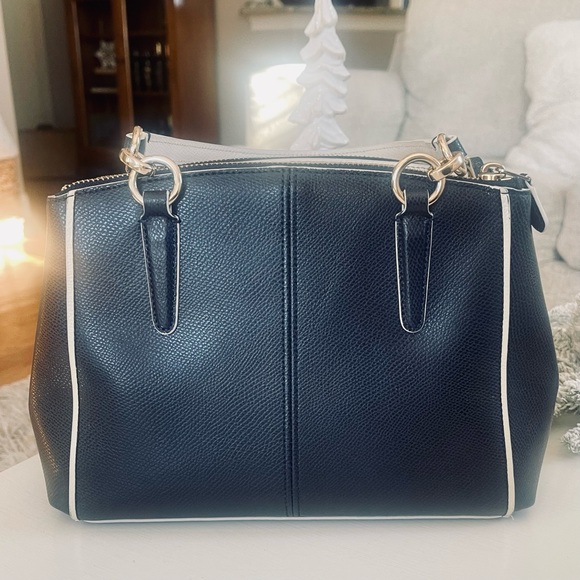 COACH Navy Edgepaint Christie Crossgrain Leather Bag Crossbody Chalk Midnight - Picture 3 of 16